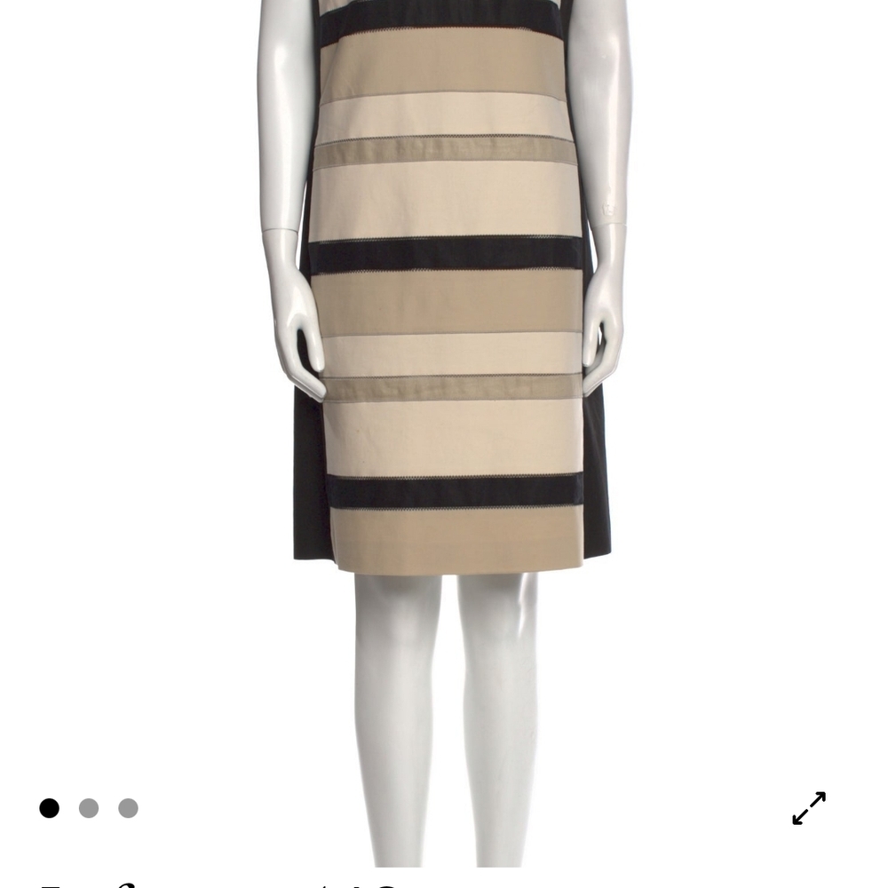 Elegant Striped Dress - Black and Tan